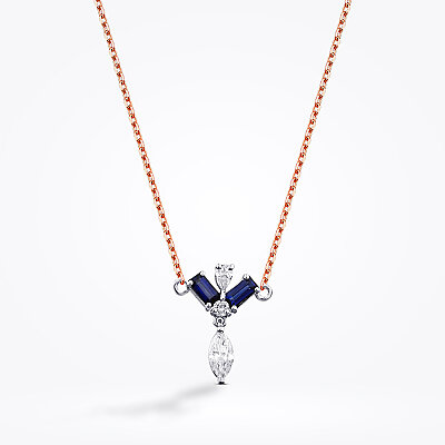 0.63 Karat Pırlanta Safir Kolye - Baroni Diamond