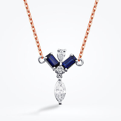 0.63 Karat Pırlanta Safir Kolye - Baroni Diamond (1)