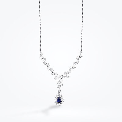 0.64 Karat Pırlanta Damla Taşlı Safir Gerdanlık - Baroni Diamond (1)