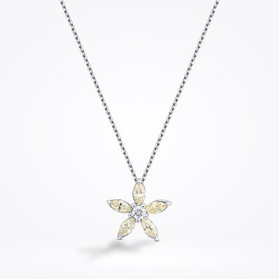0.65 Karat Pırlanta Markiz Taşlı Fancy Çiçek Kolye - Baroni Diamond (1)