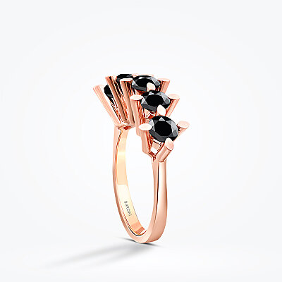 0.65 Karat Siyah Taşlı Beştaş Yüzük - Baroni Diamond (1)