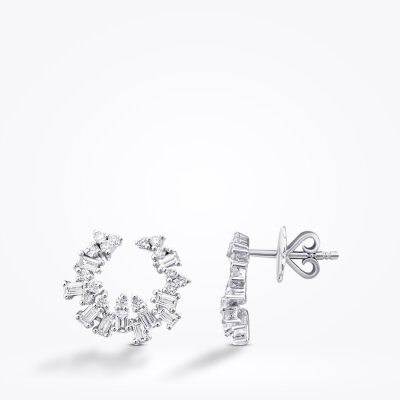 0.66 Karat Pırlanta Baget Taşlı Trend Küpe - Baroni Diamond