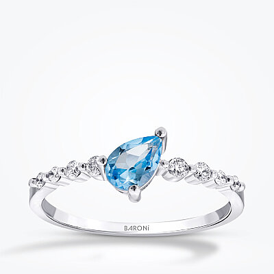 0.66 Karat Pırlanta Blue Topaz Yüzük - Baroni Diamond