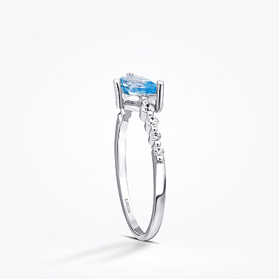 0.66 Karat Pırlanta Blue Topaz Yüzük - Baroni Diamond (1)