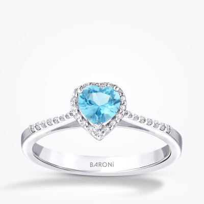 0.67 Karat Pırlanta Blue Topaz Tektaş Yüzük - Baroni Diamond