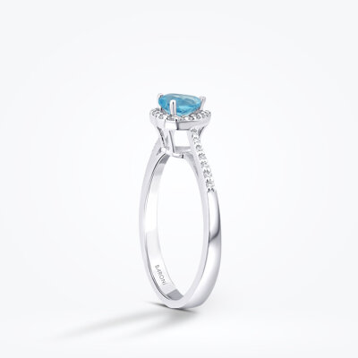 0.67 Karat Pırlanta Blue Topaz Tektaş Yüzük - Baroni Diamond (1)
