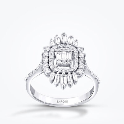 0.68 Karat Pırlanta Baget Trend Yüzük - Baroni Diamond