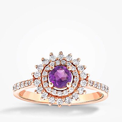 0.71 Karat Pırlanta Ametist Yüzük - Baroni Diamond