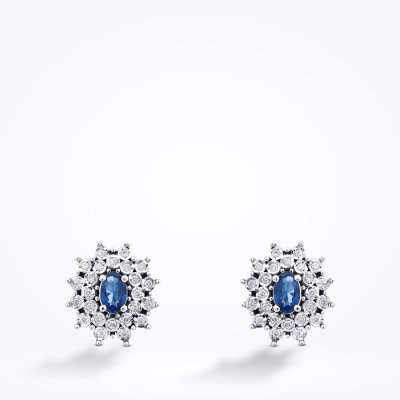 0.72 Karat Pırlanta Safir Küpe - Baroni Diamond (1)