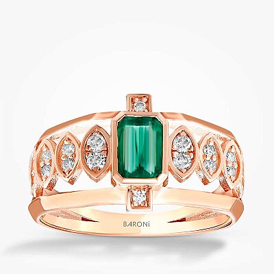 0.74 Karat Pırlanta Zümrüt Yüzük - Baroni Diamond