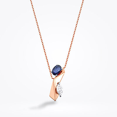 0.75 Karat Pırlanta Safir Kolye - Baroni Diamond