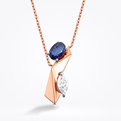 0.75 Karat Pırlanta Safir Kolye - Baroni Diamond (1)
