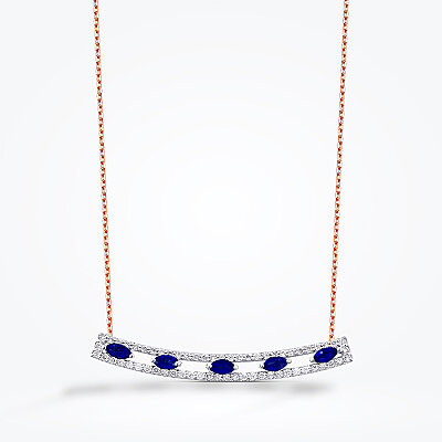0.75 Karat Pırlanta Safir Kolye - Baroni Diamond