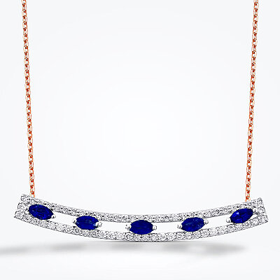 0.75 Karat Pırlanta Safir Kolye - Baroni Diamond (1)