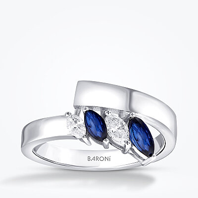0.75 Karat Pırlanta Safir Yüzük - Baroni Diamond