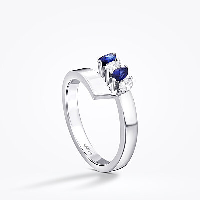 0.75 Karat Pırlanta Safir Yüzük - Baroni Diamond (1)