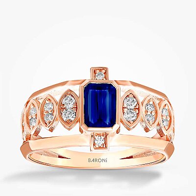 0.77 Karat Pırlanta Safir Yüzük - Baroni Diamond