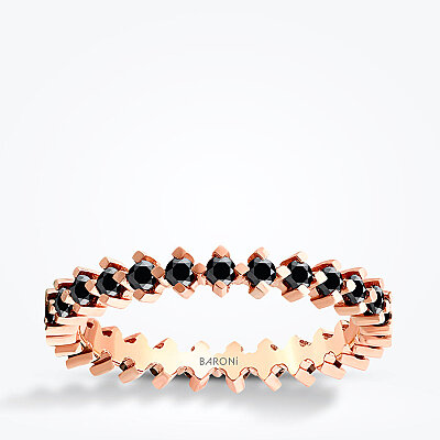 0.78 Karat Siyah Taşlı Tamtur Yüzük - Baroni Diamond