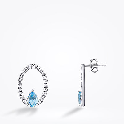 0.80 Karat Pırlanta Blue Topaz Küpe - Baroni Diamond