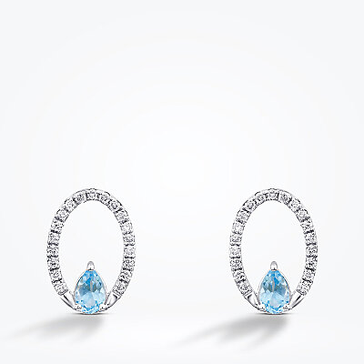 0.80 Karat Pırlanta Blue Topaz Küpe - Baroni Diamond (1)