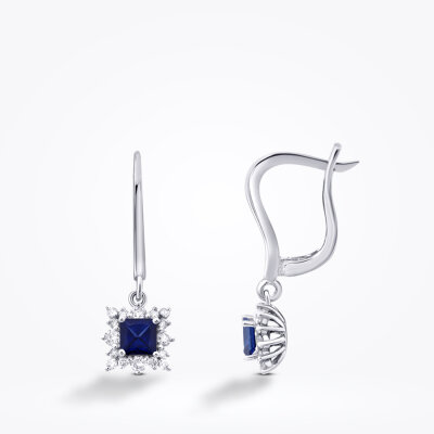 0.80 Karat Pırlanta Safir Küpe - Baroni Diamond