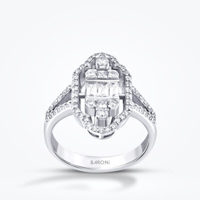 0.80 Karat Pırlanta Trend Baget Yüzük - Baroni Diamond