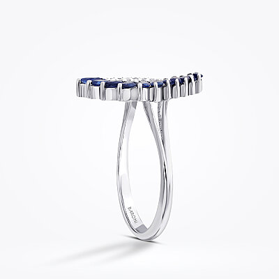 0.81 Karat Pırlanta Markiz Taşlı Safir Trend Yüzük - Baroni Diamond (1)