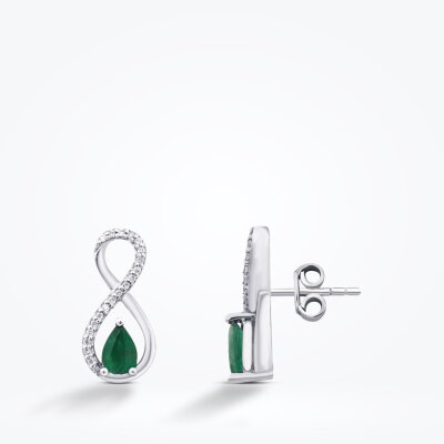 0.81 Karat Pırlanta Zümrüt Küpe - Baroni Diamond
