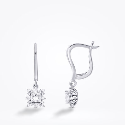 0.82 Karat Pırlanta Prenses Taşlı Küpe - Baroni Diamond