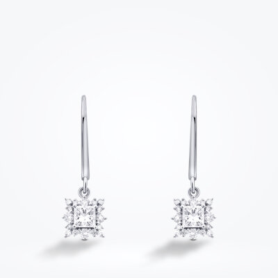 0.82 Karat Pırlanta Prenses Taşlı Küpe - Baroni Diamond (1)