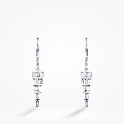 0.83 Karat Pırlanta Baget Taşlı Sarkan Küpe - Baroni Diamond (1)