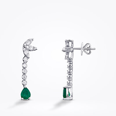 0.86 Karat Pırlanta Zümrüt Küpe - Baroni Diamond