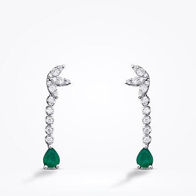 0.86 Karat Pırlanta Zümrüt Küpe - Baroni Diamond (1)