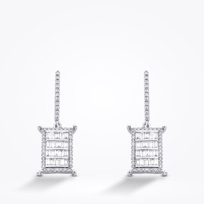 0.90 Karat Pırlanta Baget Taşlı Küpe - Baroni Diamond (1)