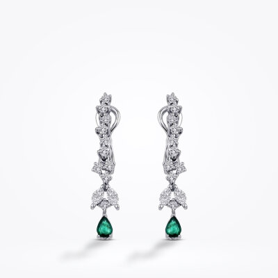 0.91 Karat Pırlanta Zümrüt Küpe - Baroni Diamond (1)