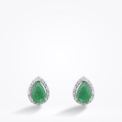 0.92 Karat Pırlanta Damla Taşlı Zümrüt Küpe - Baroni Diamond (1)