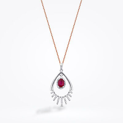 0.96 Karat Pırlanta Yakut Kolye - Baroni Diamond