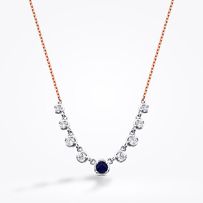 0.97 Karat Pırlanta Safir Kolye - Baroni Diamond