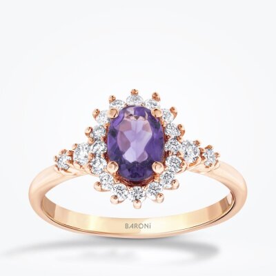 0.98 Karat Pırlanta Ametist Yüzük - Baroni Diamond