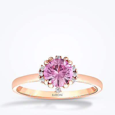 0.98 Karat Pırlanta Pembe Safir Yüzük - Baroni Diamond