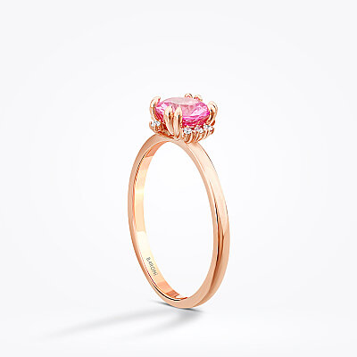 0.98 Karat Pırlanta Pembe Safir Yüzük - Baroni Diamond (1)