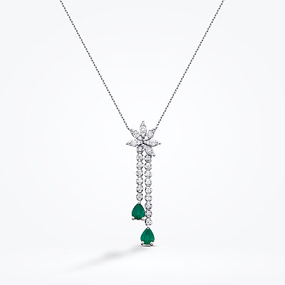 0.98 Karat Pırlanta Zümrüt Kolye - Baroni Diamond
