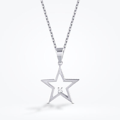 0.01 Karat Pırlanta Trend Yıldız Kolye - Baroni Diamond
