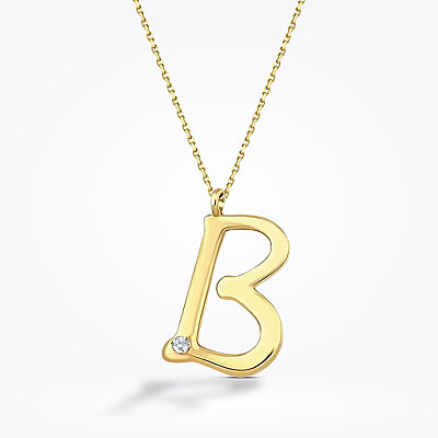 0.02 Karat Pırlanta B Harf Kolye - Baroni Diamond
