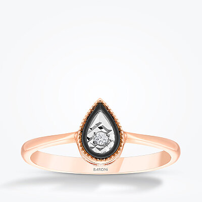 0.02 Karat Pırlanta Damla Trend Yüzük - Baroni Diamond