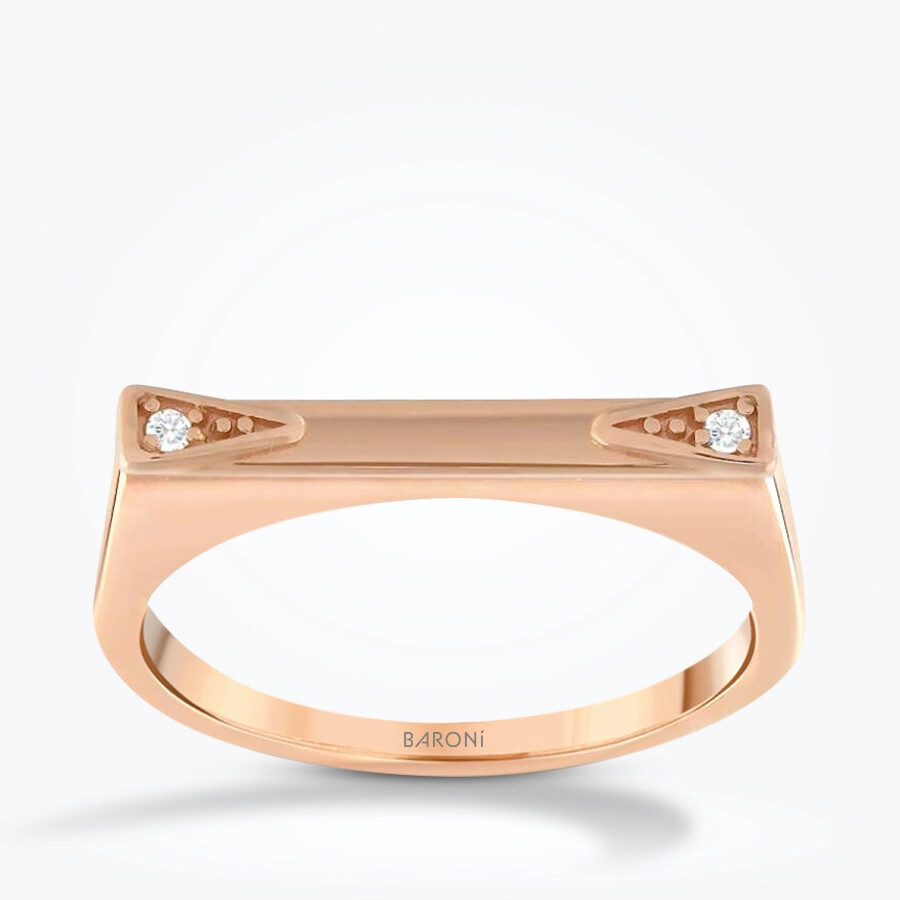 0.02 Karat Pırlanta Kenar Taşlı Rose Yüzük - Baroni Diamond