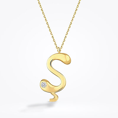 0.02 Karat Pırlanta Ş Harf Kolye - Baroni Diamond