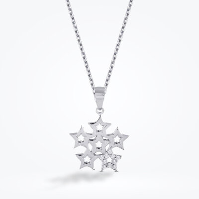 0.04 Karat Pırlanta Altı Yıldızlı Kolye - Baroni Diamond