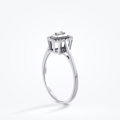 0.04 Karat Pırlanta Efektli Baget Yüzük - Baroni Diamond (1)