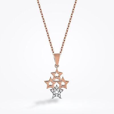 0.04 Karat Pırlanta Dört Yıldızlı Kolye - Baroni Diamond